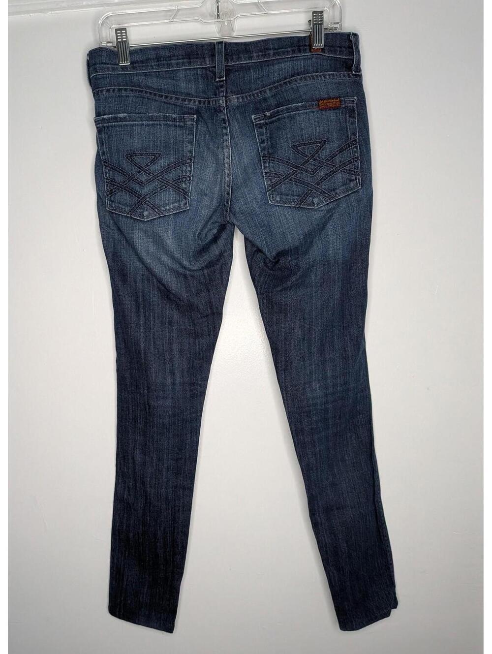 7 For All Mankind Jeans Womens 27 Blue Mid Rise Edie Skinny Embroidered Denim - Picture 4 of 7